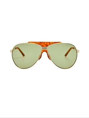 Amelia Sunglasses in Yellow Gold, T-Shell, & Green
